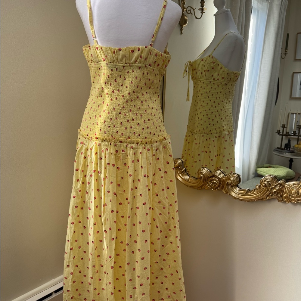 SOLD | Free People Lavender Daze Strawberry Smocked Midi Dress Size Medium NWOT - Picture 8 of 10